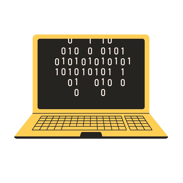 Concepto de codificación y programación de scripts Codificación de código binario de programación de usuario en el portátil Icono para la web