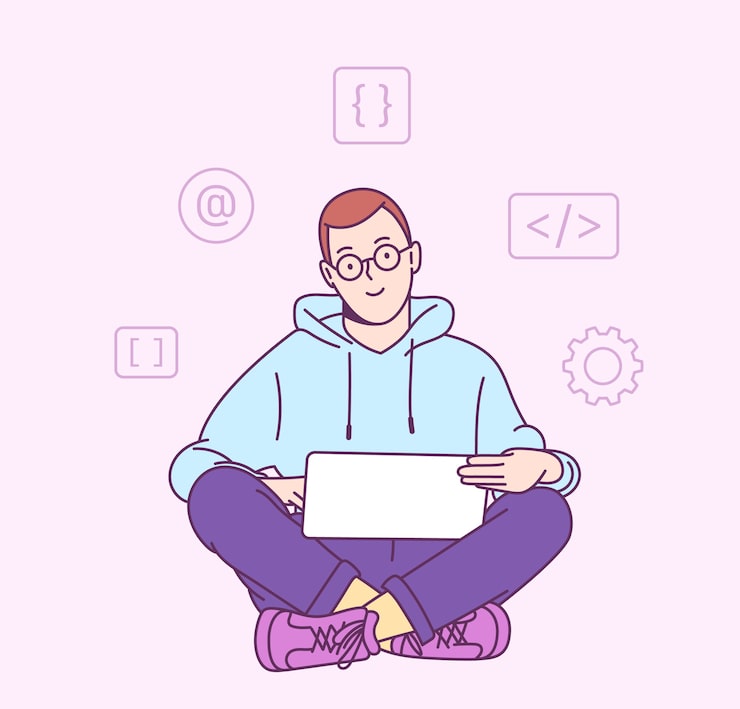 Vector concepto de codificación y programación de scripts en php python javascript otros lenguajes