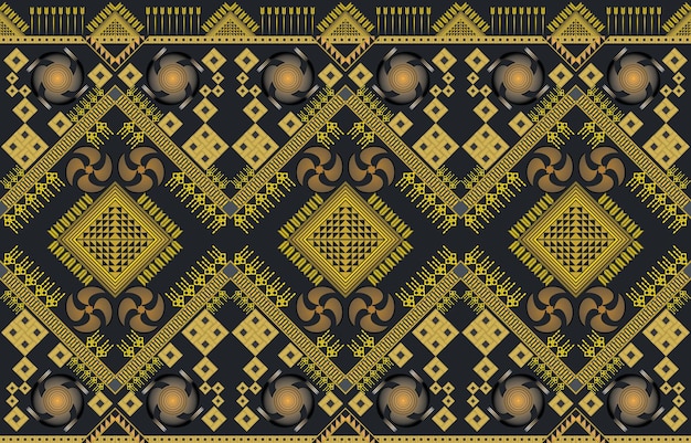 Concepto de color dorado de patrón geométrico textil de tela tribal de estilo chino asiático. Diseño para tela.