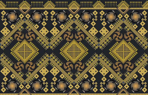 Concepto de color dorado de patrón geométrico textil de tela tribal de estilo chino asiático. Diseño para tela.