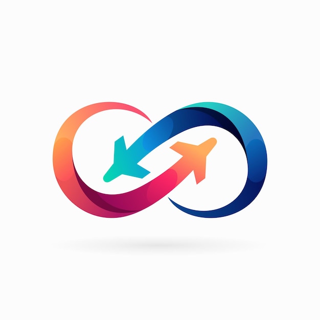 concepto de combinación del logotipo de vuelo de viaje infinito