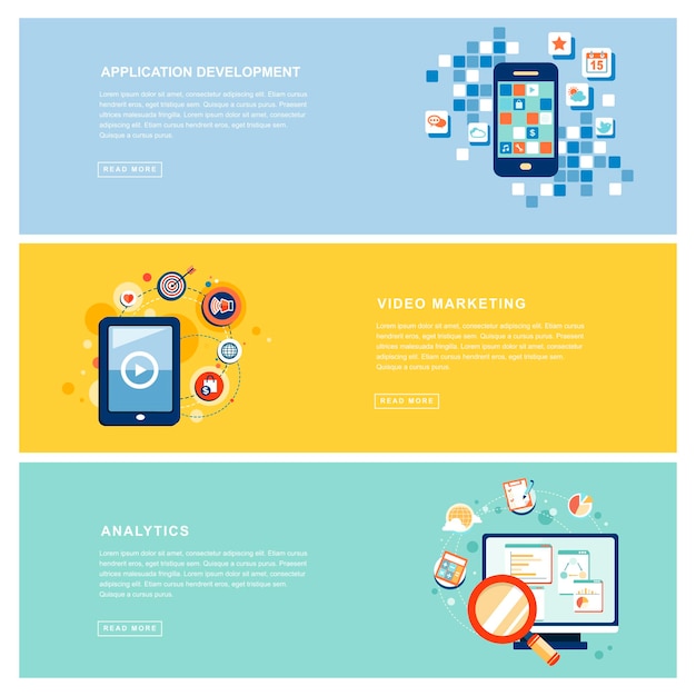 concepto de comercialización de aplicaciones en diseño plano