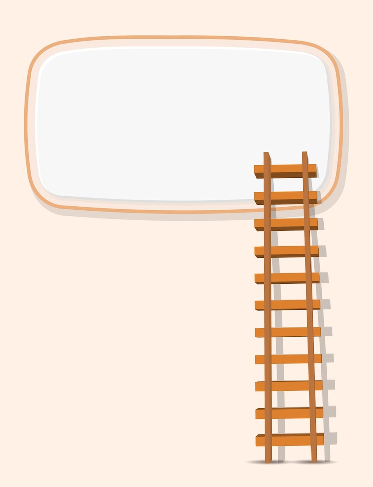Vector concepto de comercialización de cuadro de texto vacío y escalera