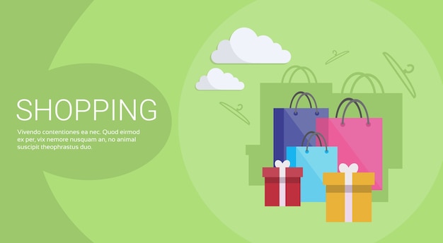 Concepto de comercio electrónico de banner de compras en línea
