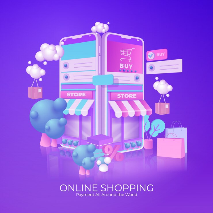 Concepto de comercio electrónico de compras en línea. tienda de artículos de orden comercial en línea en el teléfono inteligente.