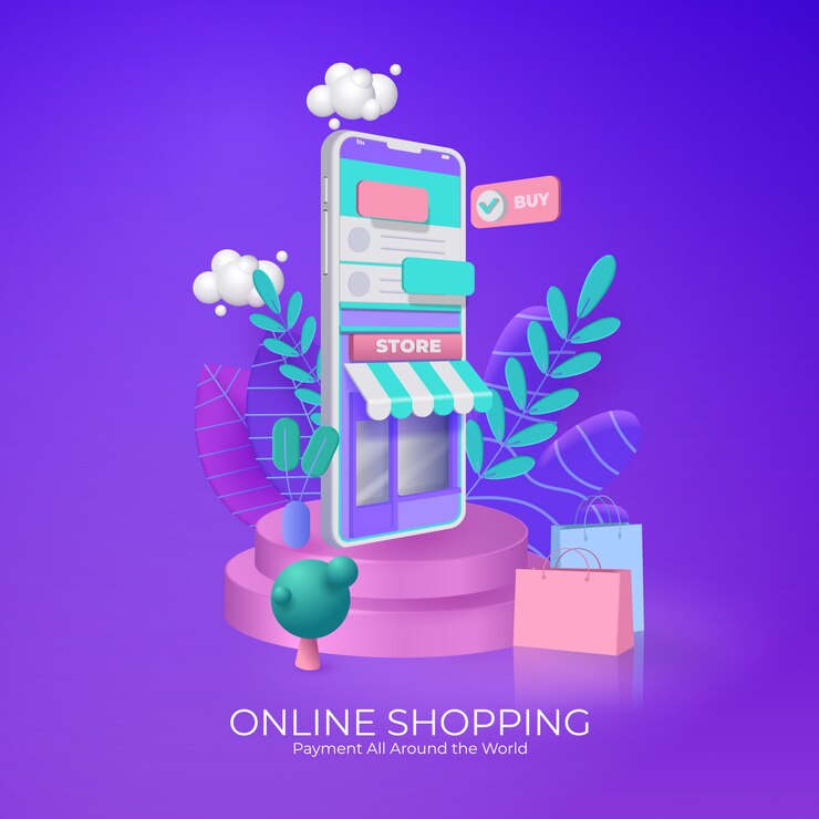 Concepto de comercio electrónico de compras en línea. tienda de artículos de orden comercial en línea en el teléfono inteligente.