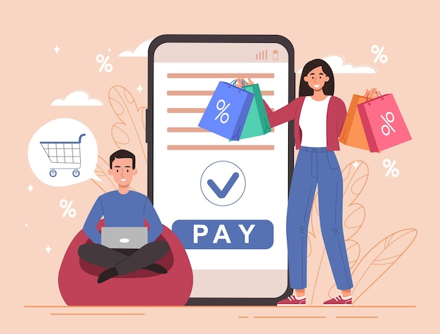 Concepto de comercio electrónico y compras en línea