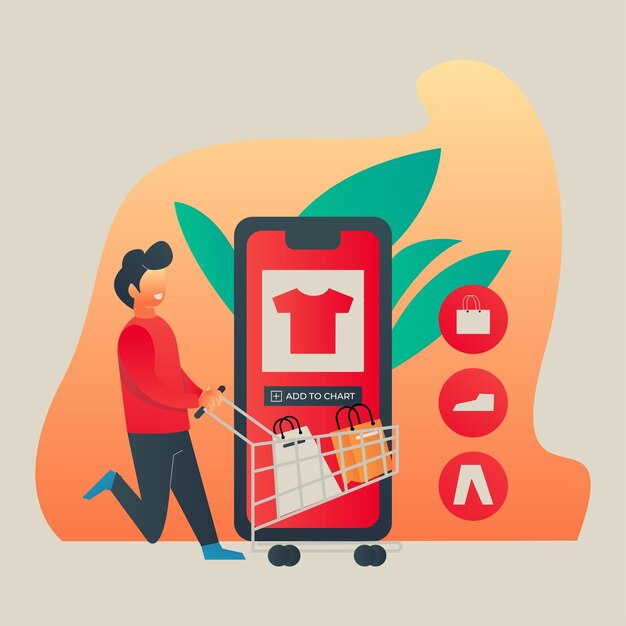 Concepto de comercio electrónico y compras en línea
