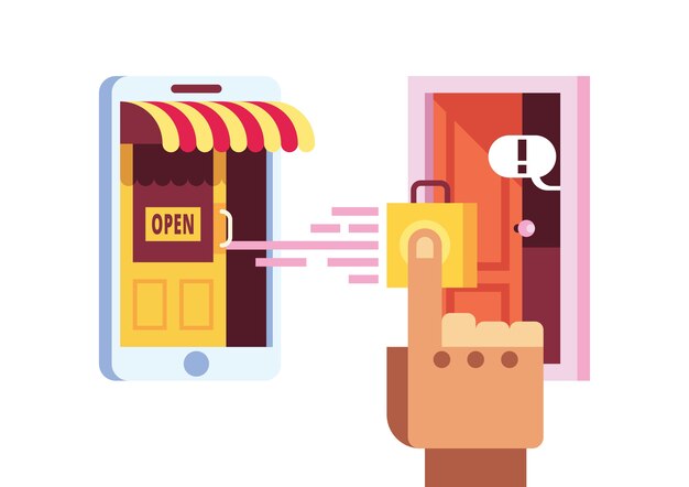 concepto de comercio electrónico, diseño minimalista