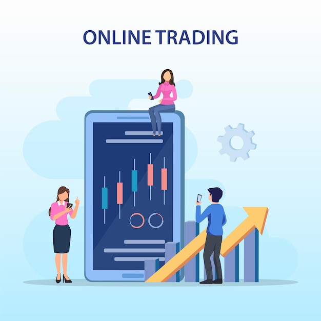 concepto de comercio en línea estrategia de comercio de divisas Invertir en acciones premium vector