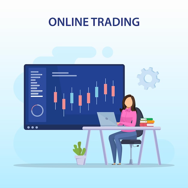 concepto de comercio en línea estrategia de comercio de divisas Invertir en acciones premium vector