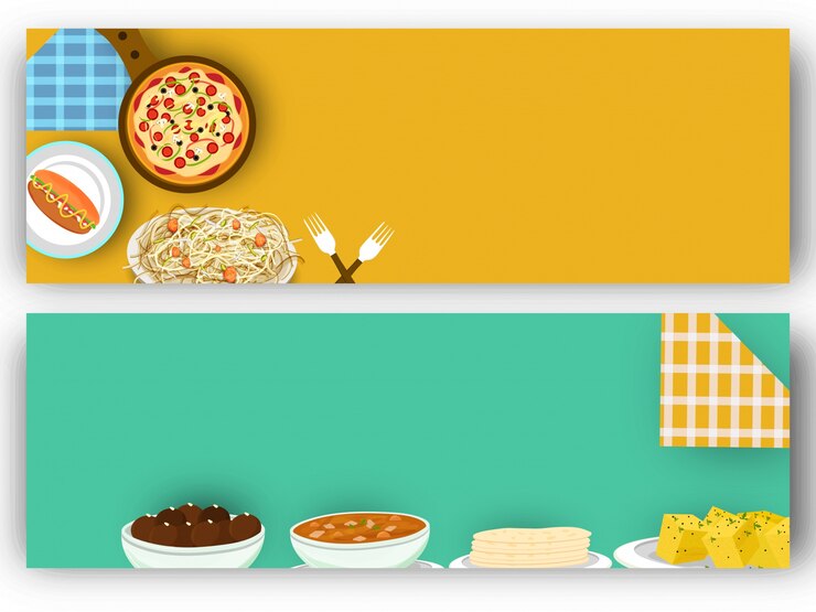 Vector concepto de la comida y de la bebida con las banderas del web site.