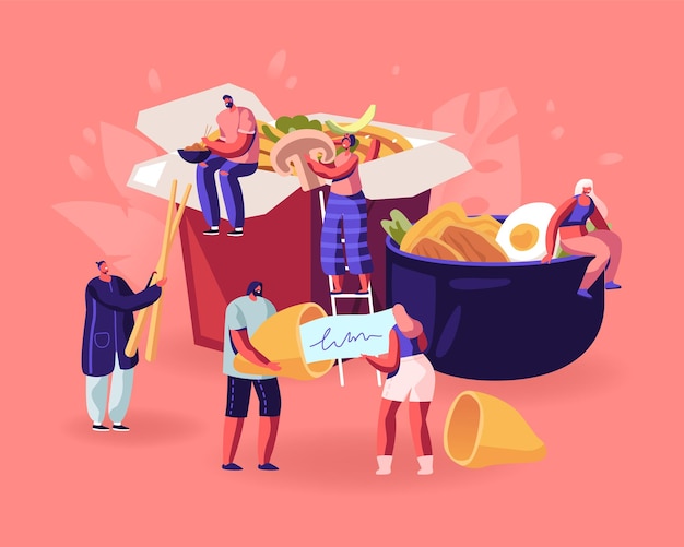 Concepto de comida china. Ilustración plana de dibujos animados