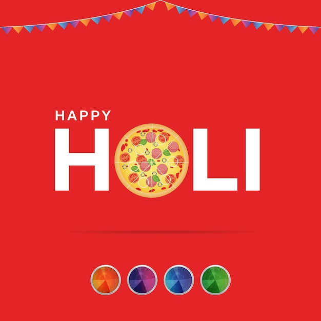 Vector el concepto de comida de happy holi pizza es una plantilla de publicación en las redes sociales.