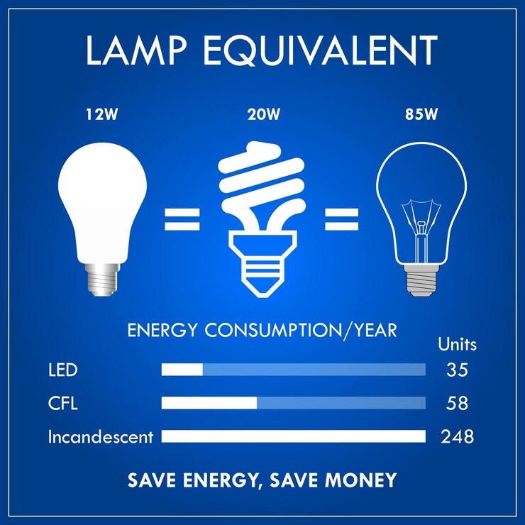 Vector el concepto de comparación de la cfl incandescente led eps vector