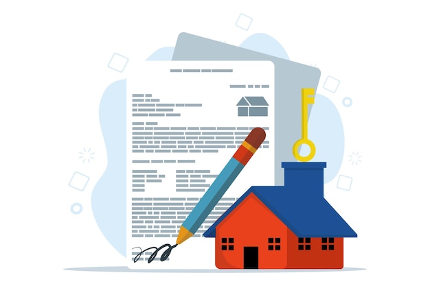 Concepto de compra de una casa o propiedad o contrato de casa en el concepto de agente inmobiliario