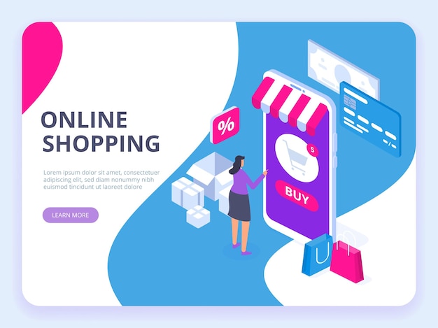 Concepto de compra online con carácter. venta y consumismo.