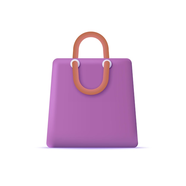 Concepto de compras 3d Icono de bolso de bolsa de compras Vector