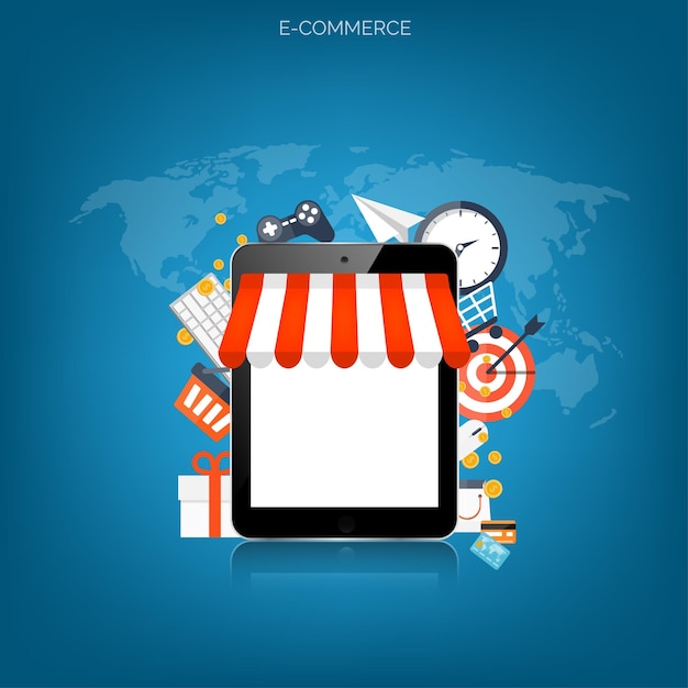Concepto de compras por Internet comercio electrónico tienda en línea dinero web y pagos pago por clic