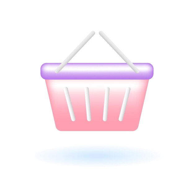 El concepto de compras en línea de 3D Shopping Basket Product IconMarketing