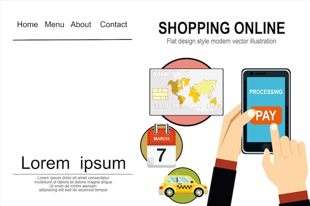 Concepto de compras en línea. Establecer iconos. ilustración vectorial plana