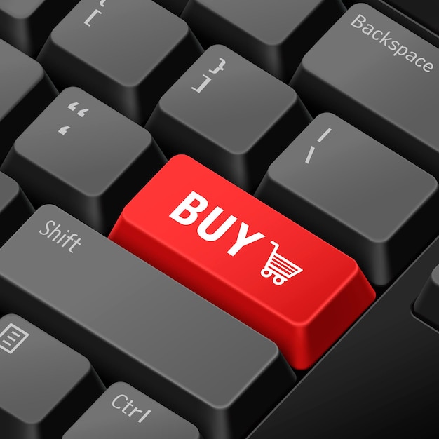 Concepto de compras en línea con teclado de computadora 3d