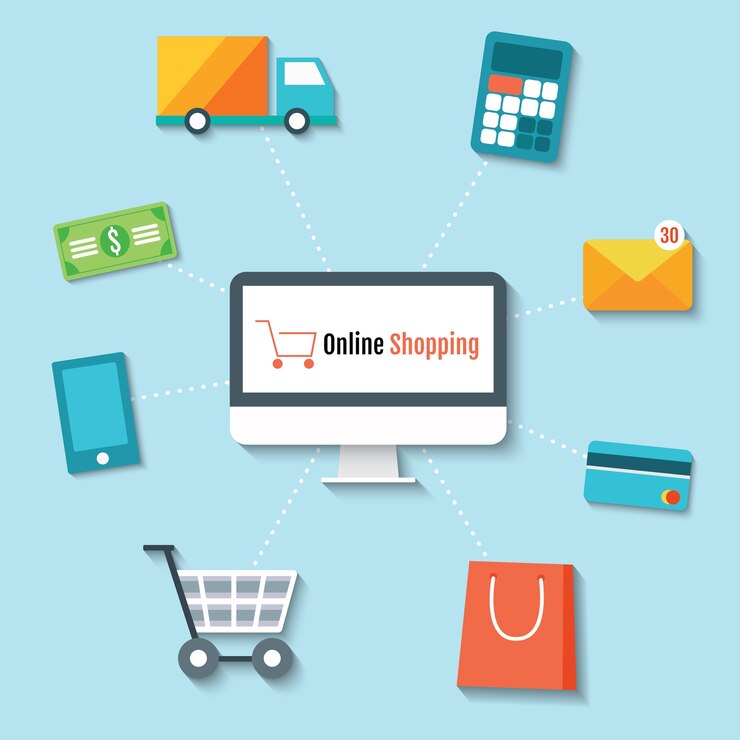 Vector concepto de compras en línea