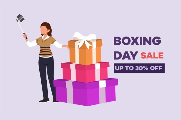 Concepto de compras de venta de día de boxeo Ilustración vectorial plana de colores aislada