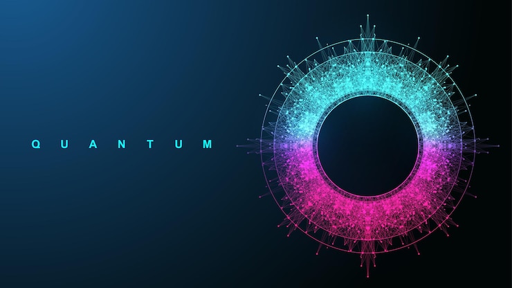 Vector concepto de computación cuántica aprendizaje profundo inteligencia artificial algoritmos de grandes datos