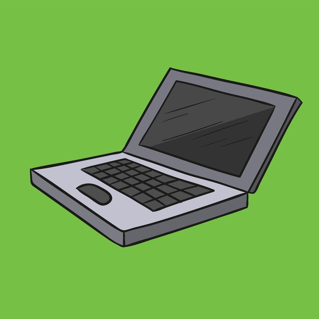 Concepto de computadora portátil aislada vector de estilo de dibujos animados plano