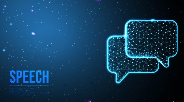 Concepto de comunicación de diálogo de chat de mensaje de chat Icono de teléfono y Wifi diseño de malla de estructura alámbrica de baja poli abstracto a partir de la ilustración de vector de punto y línea de conexión