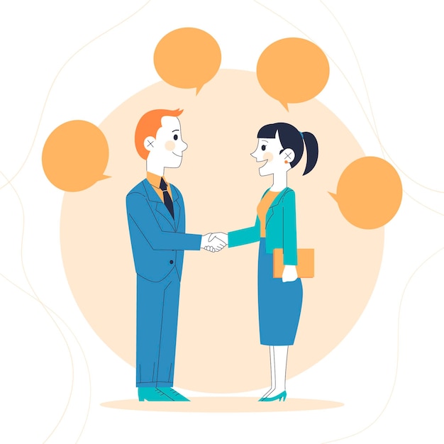 Concepto de comunicación empresarial dibujado a mano