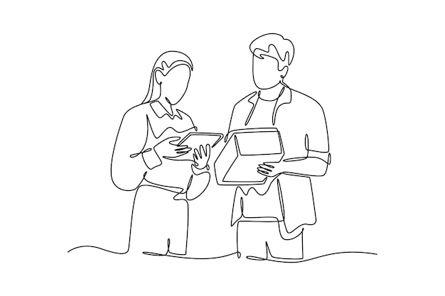 Concepto de comunicación empresarial Diseño de dibujo de línea única Ilustración gráfica vectorial