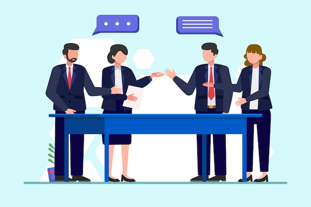 Concepto de comunicación empresarial Ilustración vectorial plana de colores aislada