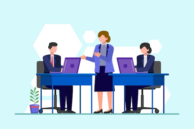 Concepto de comunicación empresarial Ilustración vectorial plana de colores aislada