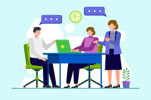 Concepto de comunicación empresarial Ilustración vectorial plana de colores aislada