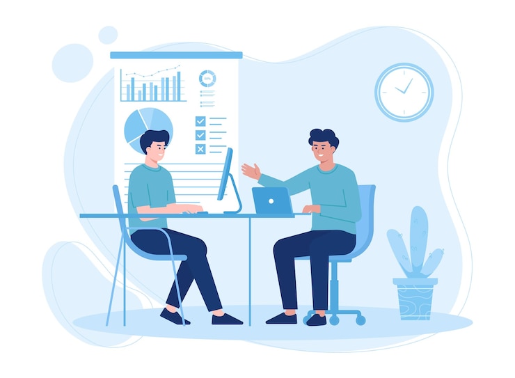 Vector concepto de comunicación de equipo de negocios ilustración plana
