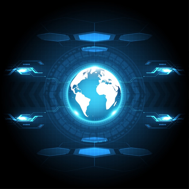Concepto de comunicación de fondo de tecnología abstracta global Ilustración de fondo de innovación digital futurista
