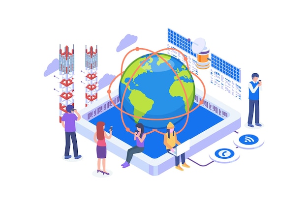 Concepto de comunicación global isométrica