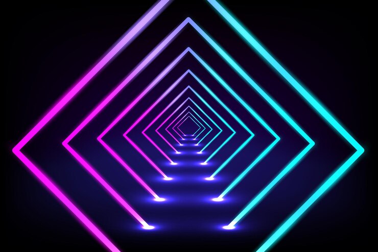 Vector concepto de comunicación de hitech ilustración vectorial de líneas brillantes de neón y gradiente oscuro abstracto