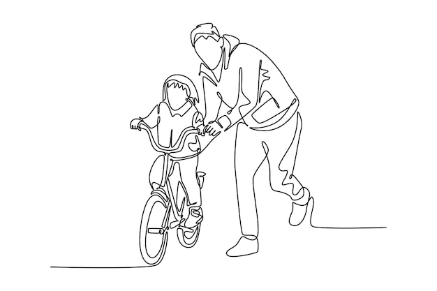 Concepto de comunicación de la relación padre-hijo Diseño gráfico vectorial de dibujo de línea única