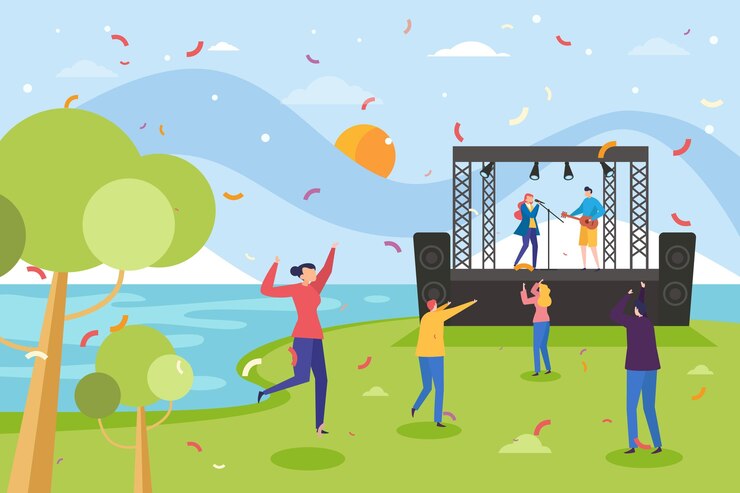 Vector concepto de concierto al aire libre