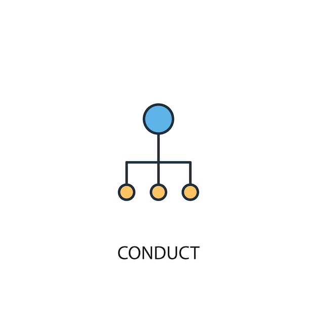Concepto de conducta 2 icono de línea de color. Ilustración simple elemento amarillo y azul. Conducta concepto esquema símbolo diseño