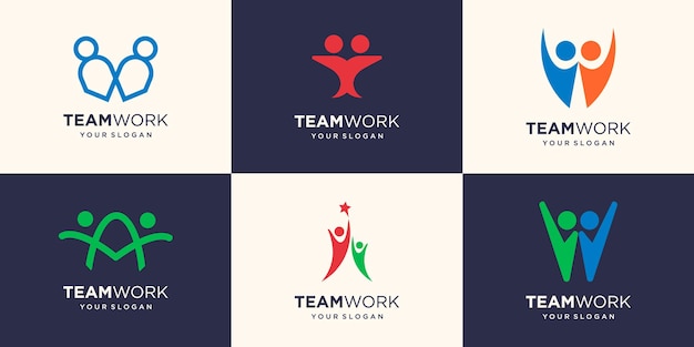 Concepto de conexión de asociación de trabajo en equipo y diseño de logotipo de gran trabajo