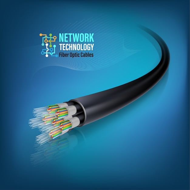 Concepto de conexión de cable de fibra óptica