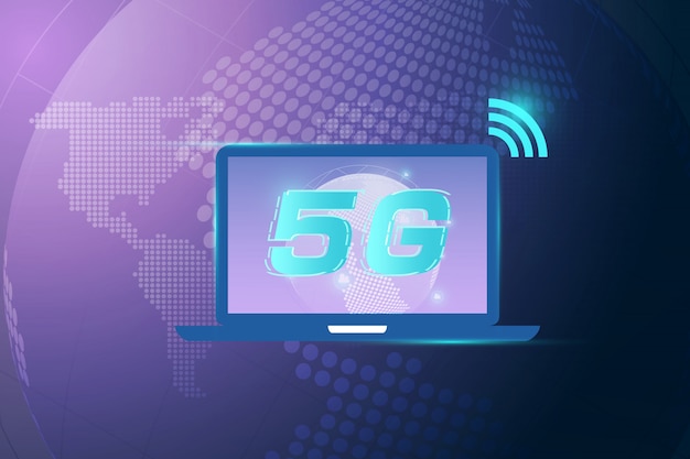 Concepto de conexión inalámbrica a internet 5g. tecnología de datos de innovación de red global de alta velocidad, ilustración vectorial