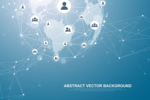 Vector concepto de conexión de red global. visualización de big data. tecnología de internet.