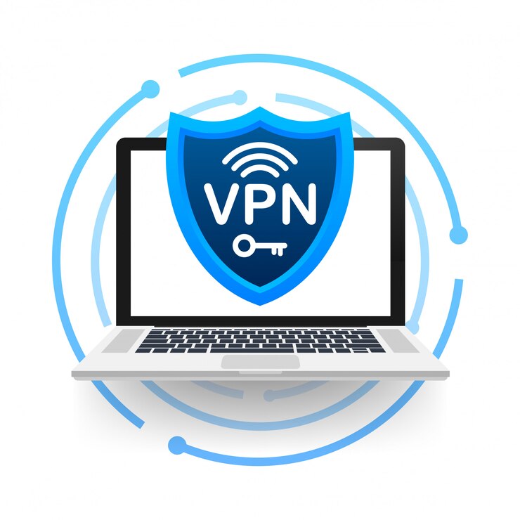 Vector concepto de conexión vpn segura. descripción general de conectividad de red privada virtual. ilustración.