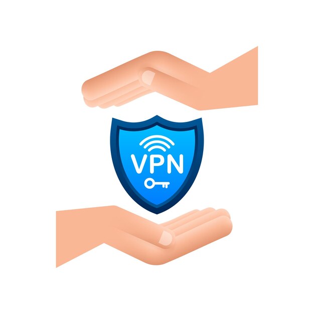 Concepto de conexión VPN segura con manos Hnads con señal VPN Red privada virtual