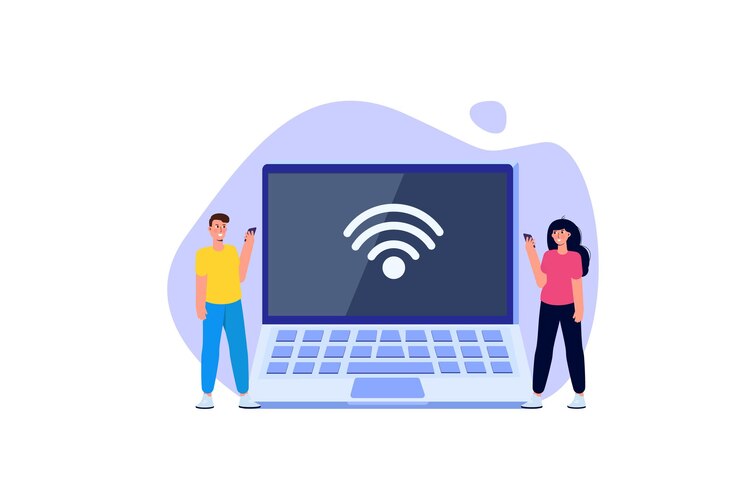 Vector concepto de conexión wifi. dispositivos conectados a distancia. ilustración vectorial.